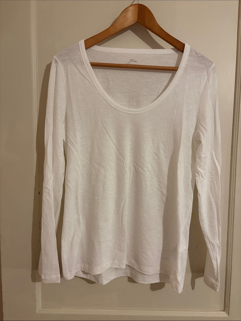 J. Crew White Long Sleeve Scoop Neck Tee